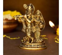 Ekhasa 100% Pure Brass Radha Krishna Murti (Size: 12.8 cm) | Radha Krishna Statue | Radha Krishna Idol for Gift | Radhe Krishna ki Murti for Pooja Room | Radha Krishna Idol for Home Decor