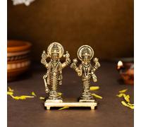 Ekhasa 100% Pure Brass Vishnu Laxmi Murti for Puja (Size: 8.4 cm) | Laxmi Narayan Murti for Office Desk | Lakshmi Narayan Idol for Gift | Lakshmi Vishnu Idol for Home Decor