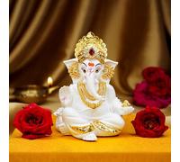 Ekhasa Ganesh Idol for Car Dashboard | Ganpati Idol for Cars | Vinayak Idols for Car Dashboard, Home Decor | Ganapathi Idol for Home | Vinayagar Statue | Ganpati ji for Office Desk (White)