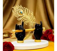 Ekhasa Lord Krishna Hands with Flute Idol (Small Size) | Krishna Flute Hand Statue | Krishnaji Divine Hand Idol with Flute, Peacock Feather | Krishna Statue for Car Dashboard & Griha Pravesh Gift