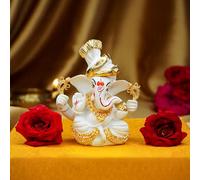 Ekhasa Resin Ganesh Idol for Car Dashboard, Ganpati Cars, Vinayak Idols Dash Board, Home Decor, Ganapathi Home, Vinayagar Statue, Ji Office Desk (White, Fantasy, 7 Cm, 6 Cm)