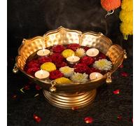 Ekhasa Urli Bowl for Home Décor and Table Decorative Items | Floating Flowers or Tealight Candles Water Bowl for Diwali Pooja and Other Festivals Decoration | Gift for House Warming Ceremony (Medium)
