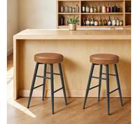 EKHO Collection Bar Stools Set of 2, Caramel Brown / 49.5 x 49.5 x 63 cm