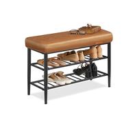 EKHO Collection - Shoe Bench Synthetic Leather, Caramel Brown / 30 x 80 x 50 cm