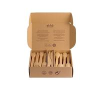 ekhõ The Wood Way! - 300pcs Disposable Wooden Cutlery Set - 120 Forks + 120 Spoons + 60 Knives - Eco Friendly, Sustainable, Biodegradable and Compostable