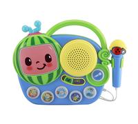 eKids Auxiliary Cocomelon Toy Singalong Boombox with Microphone for Toddlers Built-in Music and Flashing Lights Fans of Cocomelon Gifts