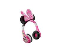 eKids Minnie Mouse Kids Bluetooth Headphones, Wireless with Microphone Includes Aux Cord, Volume Reduced Foldable Headphones for School, Home, or Travel, Pink