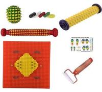EKIN Power Mat Wooden Roller Kit Hand and Foot Sujok Finger Rings Massager (Multicolor)