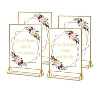 EKINIYAR Acrylic Sign Holder, 8.5X11 Inches Gold Picture Frames Double-Sided Display Gold Frames for Flyer Holder Menu Holder Wedding Table Number Holder Christmas Photo Frame -4 Pack