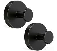 EKINIYAR Suction Cup Hooks, 2 Pack Large 2.4'' Round Stainless Steel Suction Hook, 15lbs Hold No-Drill Stainless Waterproof Suction Hooks for Shower Bathroom Towel Kitchen Glass Smooth Surface Black