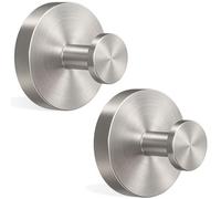 EKINIYAR Suction Cup Hooks, 2 Pack Large 2.4'' Round Stainless Steel Suction Hook, 15lbs Hold No-Drill Stainless Waterproof Suction Hooks for Shower Bathroom Towel Kitchen Glass Smooth Surface Silver