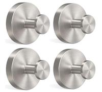 EKINIYAR Suction Cup Hooks, 4 Pack Large 2.4'' Round Stainless Steel Suction Hook, 15lbs Hold No-Drill Stainless Waterproof Suction Hooks for Shower Bathroom Towel Kitchen Glass Smooth Surface Silver