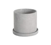 Ekirlin 14.5cm Flower Plant Pot Indoor - Grey Cement Garden Planter Concrete Planter with Drain Hole Saucer, Modern Succulents Containers for Home Decor, Office & Outdoor