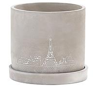 Ekirlin 16.5cm Flower Plant Pot Indoor - Grey Cement Garden Planter Concrete Planter with Drain Hole Saucer, Modern Art Pattern Succulents Containers for Home Decor, Office & Outdoor