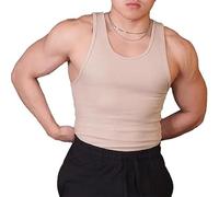 Ekko Beaters,Ekkovision Tank Tops Men,Ekko Beaters for Men,Muscle Shirts for Men,Workout Shaper Vest Compression Abs Abdomen Undershirts (Khaki, X-Large)