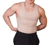 Ekko Beaters, Ekkovision Tank Tops Men,Muscle Shirts for Men,Workout Shaper Vest Compression Abs Abdomen Undershirts,Sleeveless Gym Shirts Tops,Workout Compression Shirt Men (Khaki, M)