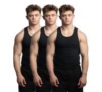 Ekko Beaters, Men's Tank Tops, Cotton Spandex Blend Tanks for Men, Comfortable, Durable Stylish Ribbed Fabric, Please Size UP, Black, Large