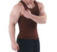 Ekko Beaters,Mens Tank Tops Summer,Ekkovision Tank Tops Men,Workout Shaper Vest Compression Abs Abdomen Undershirts,Sleeveless Gym Shirts Tops(Brown,L)