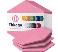 Ekkogo Acoustic Panels 12-Pack Soundproof Wall Panels 12''X10''X0.4'' Sound Panels High Density Sound Dampening Panels - [Chic Pink Hexagon]