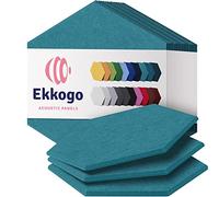 Ekkogo Acoustic Panels 12-Pack Soundproof Wall Panels 12''X10''X0.4'' Sound Panels High Density Sound Dampening Panels - [Light Turquoise Hexagon]