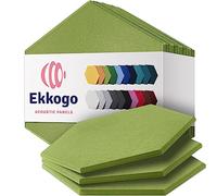 Ekkogo Acoustic Panels - 12-Pack Soundproof Wall Panels, 14"X12.1"X0.4", High Density Sound Dampening - Gin Green Hexagon
