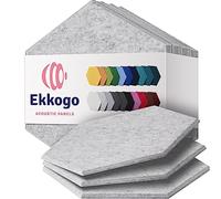 Ekkogo Acoustic Panels 12-Pack Soundproof Wall Panels 14''X13''X0.4'' Sound Panels High Density Sound Dampening Panels - [Smoky White Hexagon]