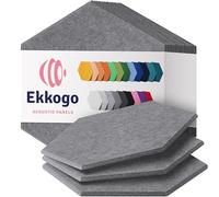 Ekkogo Acoustic Panels 12-Pack Soundproof Wall Panels 14''X13''X0.4'' Sound Panels High Density Sound Dampening Panels - [Pebble Gray Hexagon]