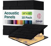 Ekkogo Acoustic Panels 18-Pack Soundproof Wall Panels 12"X12"X0.4" Brick Style Sound Panels Premium Sound Dampening Panels Easy Self Adhesive Installtion - [Deep Black]