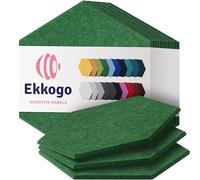 Ekkogo Acoustic Soundproof Wall Panels 12-Pack - 14"X12.1"X0.4" High Density Sound Dampening - Dark Green Hexagon