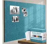 Ekkogo X-Large Cork Board Alternative 12-Pack Felt Bulletin Board Thick and Decorative Pin Board for Home Office Walls 47.24 x 35.43 Inches with 72 Adhesive Tabs - [Light Turquoise]