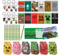 EKKONG Miner Gaming Party Bag Fillers, Birthday Party Supplies, Miner Party Favours with Keychain Party Bags Pencils Invitations Cards Notebook, Game Decorations for Kids, Birthday Gift Fillers