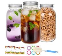 EkkoVla 1.9 L Wide Mouth Glass Mason Jars 64 oz with Airtight Lids and Bands- 1/2 Gallon Clear Storage Containers for Canning, Fermenting, Storing, Pickling