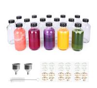 EkkoVla 16 Pack 120 ml Glass Shot Bottles with Caps - Clear Portable Ginger Shot Bottle - Mini Travel Essential Bottles for Juice, Sample, Whiskey