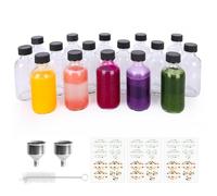 EkkoVla 16 Pack 60 ml Glass Shot Bottles with Caps - Clear Portable Ginger Shot Bottle - Mini Travel Essential Bottles for Juice, Sample, Whiskey