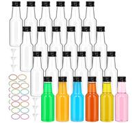 EkkoVla 24 Pack Small Liquor Bottles, 50ml Mini Shot Bottle, Plastic Bottles with Lids for Liquor, Sauce, Essential Oils, Party Favours