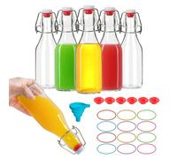 EkkoVla 250ml Glass Swing Top Bottles with Lids, 6 Pack - Reusable for Kombucha, Beer, Oil, Vinegar, Kefir & Homemade Drinks