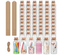 EkkoVla 60 Pack Mini Glass Bottles with Cork Lids- 30 ml Small Jars with Cork Stoppers- 30mm x 70mm Empty Spell Jars for DIY Crafts Decoration Wedding Wish Jewelry Party Favors Storage Accessories