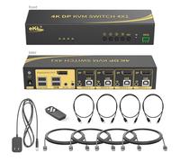 eKL KVM Switch Displayport 4 Port DP 1.2 4x1 Supports 4K@60Hz 4:4:4 hotkey Switching Audio 4 PCs Sharing One Set of Keyboard Mouse