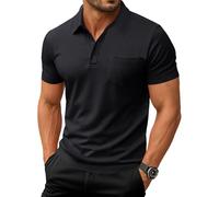 EKLENTSON Golf Polo Shirts for Men Quick Dry Moisture Wicking T Shirts Breathable Lightweight Work Casual Tennis Sports Short Sleeve Polo Top Black,XL