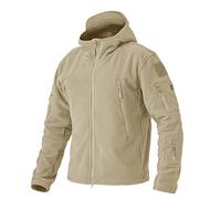 EKLENTSON Lumberjack Jacket Mens Hoodie Zip Up Winter Outdoor Work Coats Warm Fleece Top Military Jacket Beige,M