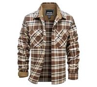 EKLENTSON Men's Flannel Shirt Plaid Button Down Jacket | Corduroy Lined Collar Shacket 2 Chest Pockets,Warm Cotton Checked Casual Top,Lumberjack Work Long Sleeve Overshirt