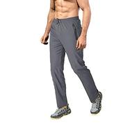 EKLENTSON Mens Hiking Trousers Lightweight Jogger Sweatpants Breathable Hill Walking Pants Zip Pockets Grey,30