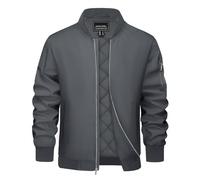 EKLENTSON Men's Jacket Padded Bomber Jacket Full Zip Casual Lightweight Windbreaker Varsity Jackets Dark Grey,L
