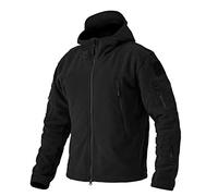 EKLENTSON Men's Outdoor Fleece Jacket Full Zip Hoodie Warm Winter Travel Hunting Military Jacket Stand Collar Zip Pocket Black,XL