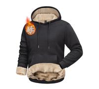 EKLENTSON Men's Thermal Hoodie Winter Heavy Thick Cotton Hoodie Long Sleeve Hiking Work Sweatshirts Pullover Tops with Pocket Dark Grey,XL