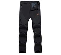 EKLENTSON Mens Waterproof Pants Thermal Work Pants Zip Pocket Hiking Hill Breathable MTB Trousers,Black,32