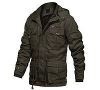 EKLENTSON Winter Jacket Cotton Thick Warm Cargo Coat Military Windbreaker Removable Hood, Green Army Green, M