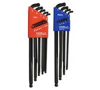 EKLIND 17222 Double-Ball-Hex L-Key Allen Wrench Combo- Extra Long Inch/MM (2 Sets 22pc) Pack of 1, SAE & Metric