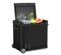 eklipt 50L Car Refrigerator Portable Freezer, Portable Compressor Car Fridge Freezer 12/24v Dual Zone Electric Cooler with Handle, LED Light, Wheels for Camping, Road Trip, Cool Box, -20℃~20℃