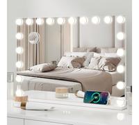eklipt Hollywood Vanity Mirror with Lights, 90×62cm Large Lighted Makeup Mirror with 20 Dimmable LED Bulbs, Touchscreen Control, USB and Type-C Output Port, Tabletop & Wall Mounted Light up Mirror